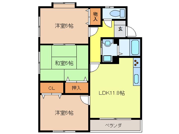 三浦コーポ2000 Bの間取り
