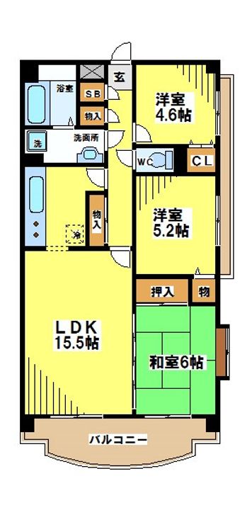 東京都三鷹市北野4(マンション)の賃貸物件の間取り