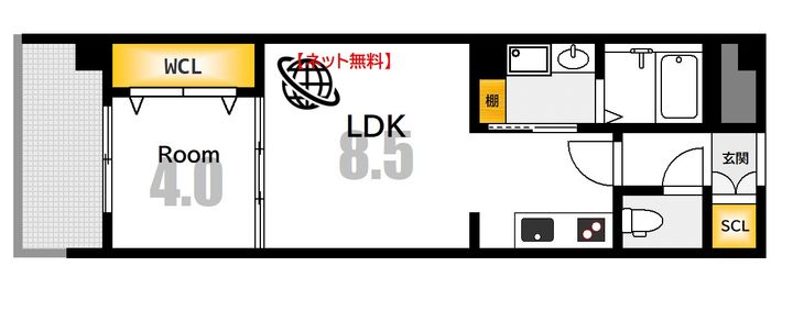 広島県広島市中区十日市町2(マンション)の賃貸物件の間取り