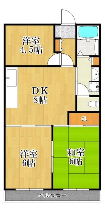 神奈川県横浜市鶴見区岸谷1(マンション)の賃貸物件の間取り