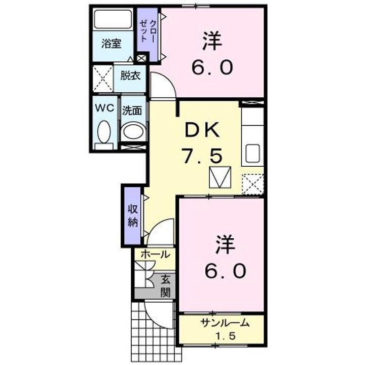 新潟県長岡市摂田屋2(アパート)の賃貸物件の間取り