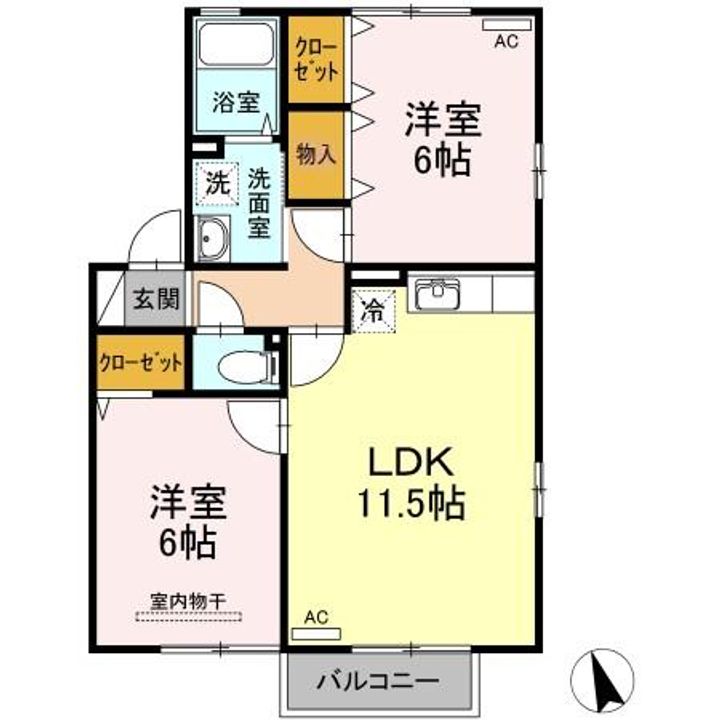 山形県山形市嶋南3(アパート)の賃貸物件の間取り