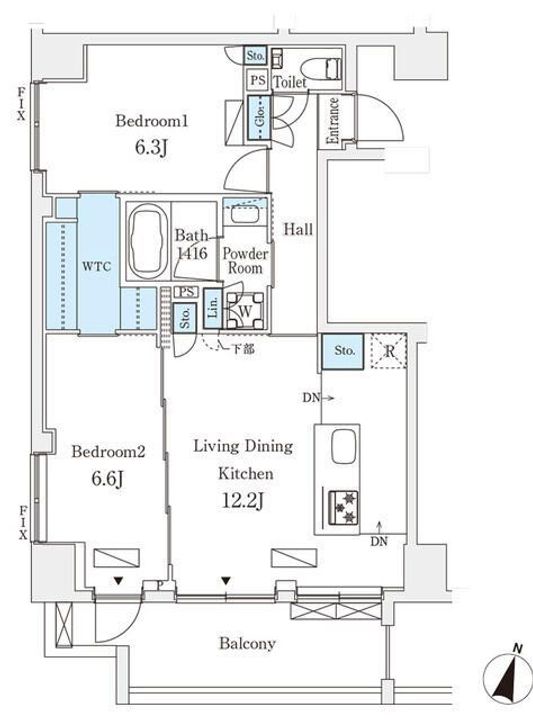 東京都新宿区新小川町(マンション)の賃貸物件の間取り