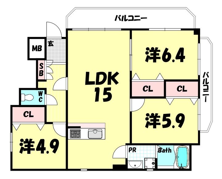 ラムール籠池の間取り