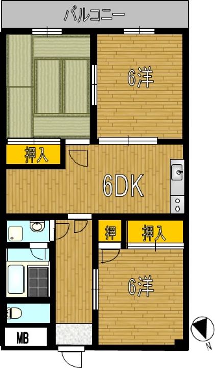 パティオ古舘Bの間取り