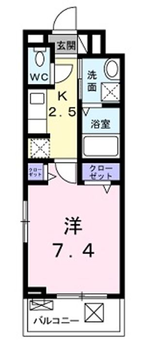 広島県広島市安佐北区亀山2(アパート)の賃貸物件の間取り