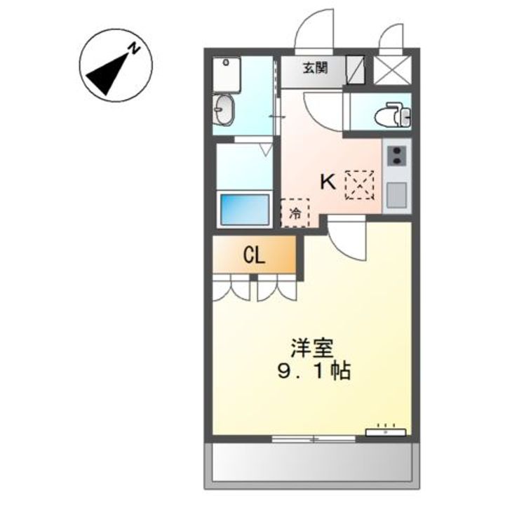 広島県福山市高西町3(アパート)の賃貸物件の間取り