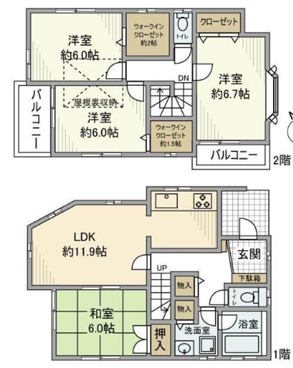 神奈川県横浜市中区立野(一戸建)の賃貸物件の間取り