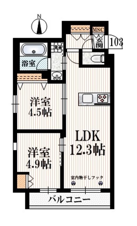東京都練馬区桜台4(マンション)の賃貸物件の間取り