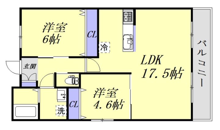 広島県呉市天応大浜2(アパート)の賃貸物件の間取り
