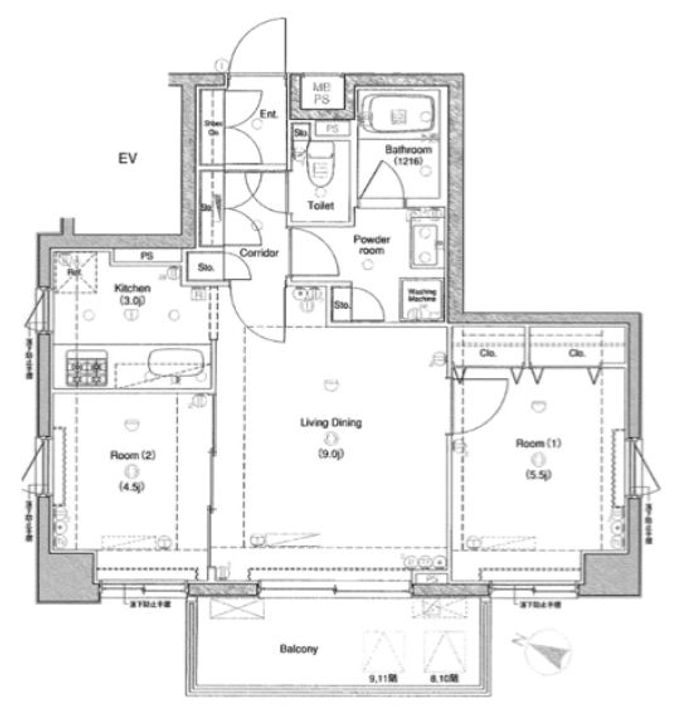 東京都北区東十条2(マンション)の賃貸物件の間取り