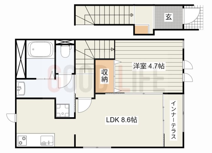 兵庫県丹波篠山市宇土(アパート)の賃貸物件の間取り