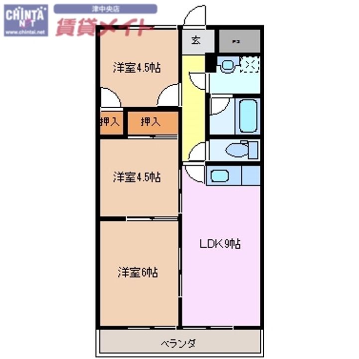 リパルティーレ津新町 B棟の間取り