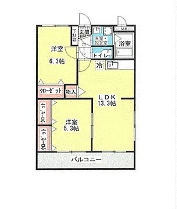 静岡県藤枝市築地(マンション)の賃貸物件の間取り