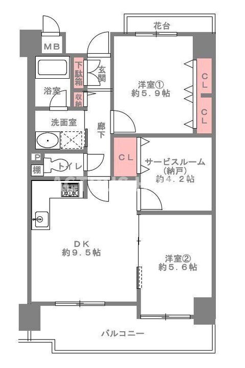 大阪府大阪市阿倍野区天王寺町南3丁目の賃貸マンションの間取り