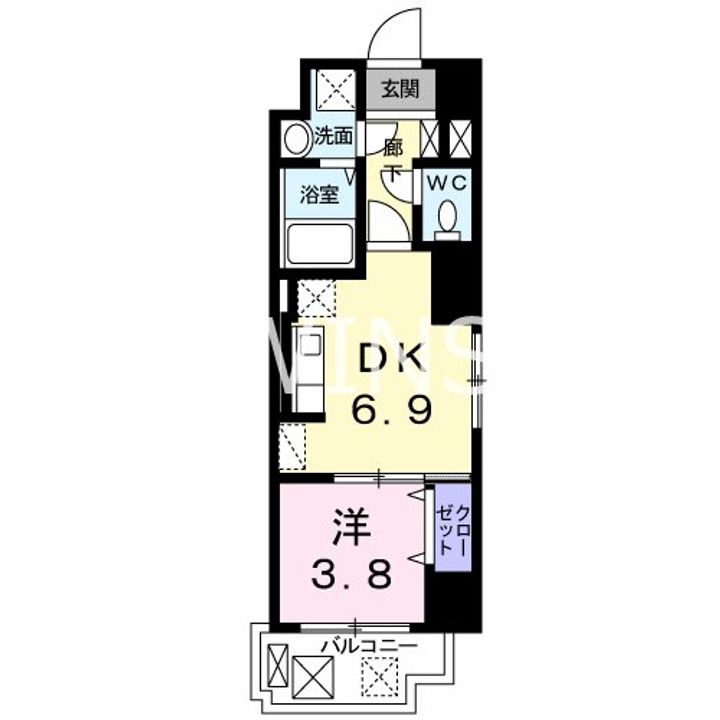 福岡県福岡市博多区古門戸町(マンション)の賃貸物件の間取り