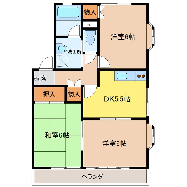 エステイトヒルA棟の間取り