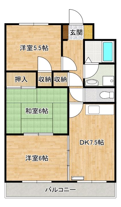 高知県高知市一宮中町1(マンション)の賃貸物件の間取り
