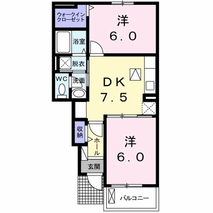 徳島県小松島市小松島町字南開(アパート)の賃貸物件の間取り