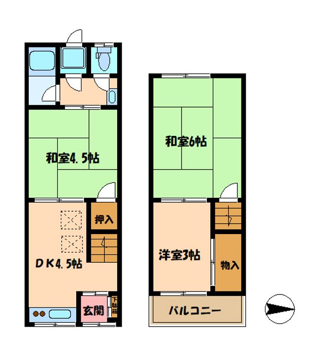 大阪府松原市高見の里6(一戸建)の賃貸物件の間取り
