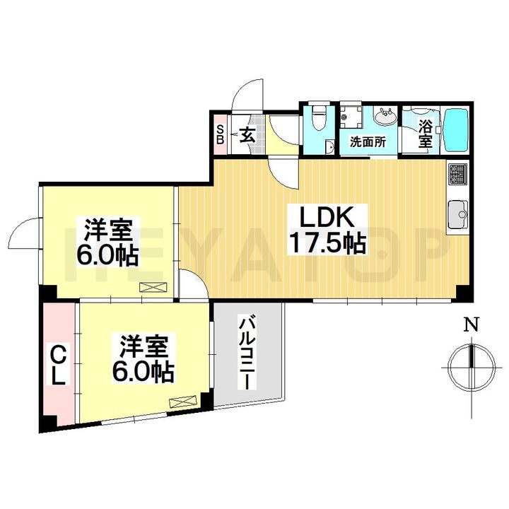 愛知県名古屋市瑞穂区平郷町6(マンション)の賃貸物件の間取り