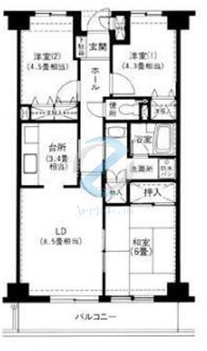 千葉県市川市日之出(マンション)の賃貸物件の間取り