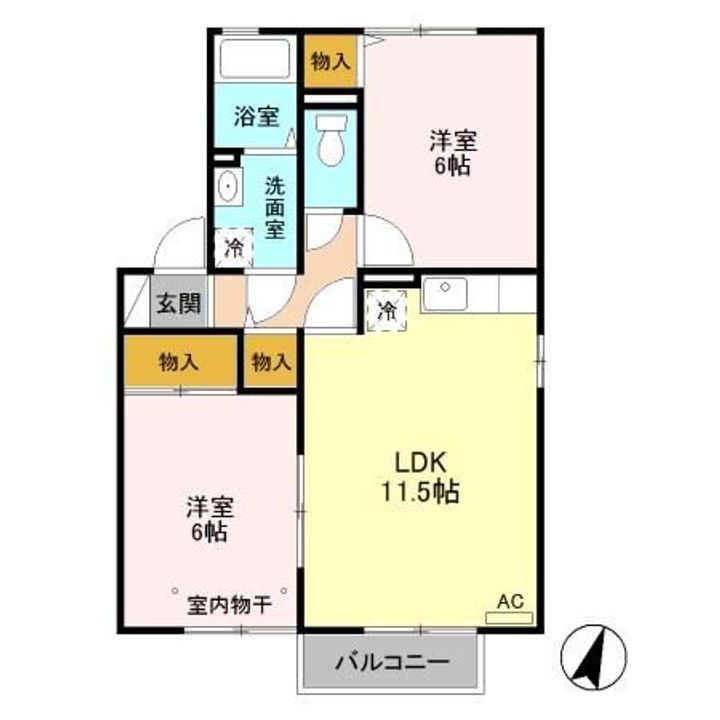 栃木県宇都宮市下栗町(アパート)の賃貸物件の間取り