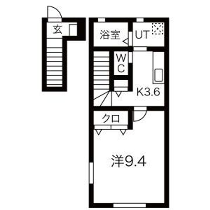 ワンリッチ金ヶ崎Bの間取り