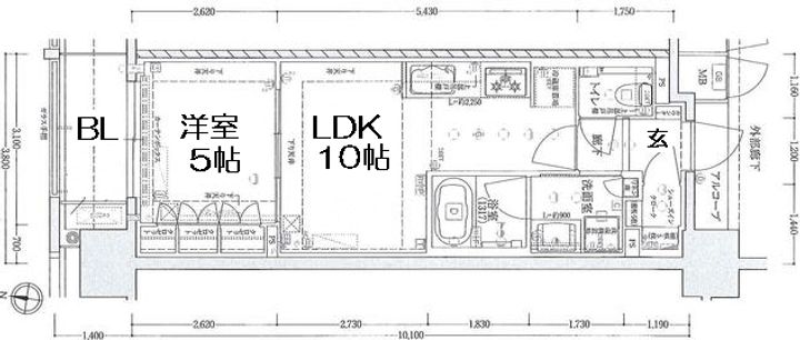 京都府京都市下京区稲荷町(マンション)の賃貸物件の間取り