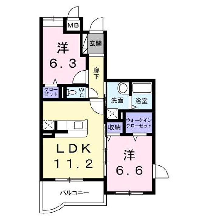 群馬県館林市花山町(マンション)の賃貸物件の間取り