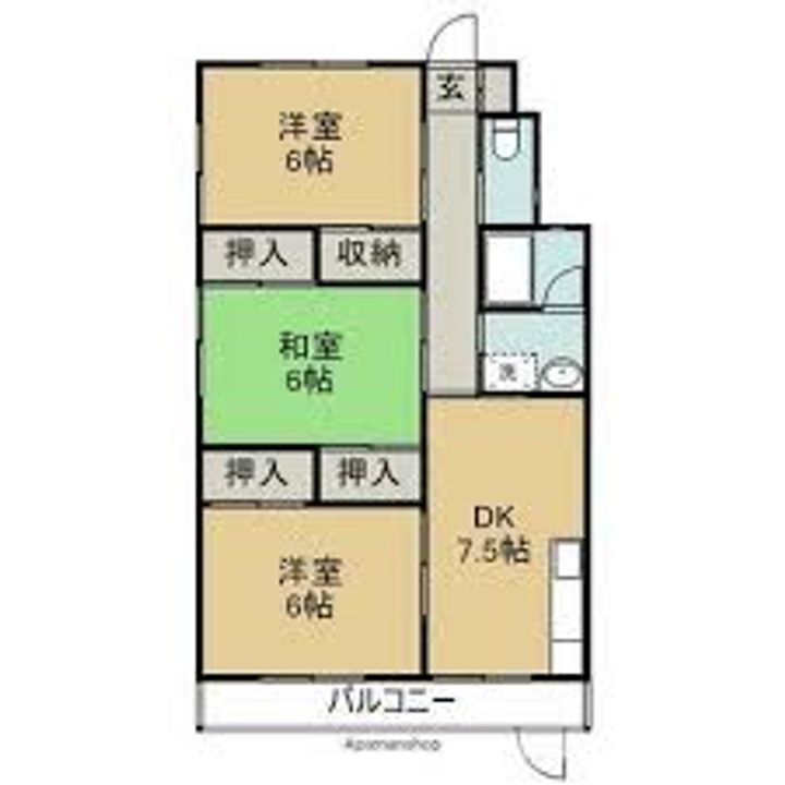 徳島県徳島市南田宮1(アパート)の賃貸物件の間取り