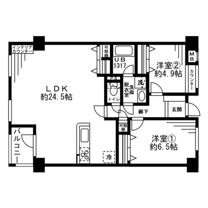 東京都港区赤坂6(マンション)の賃貸物件の間取り