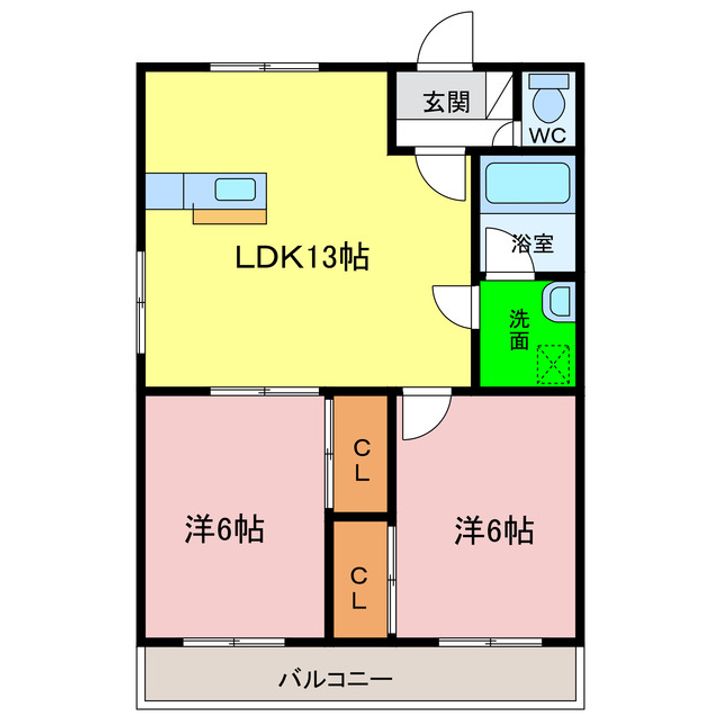 徳島県阿南市宝田町川原(アパート)の賃貸物件の間取り