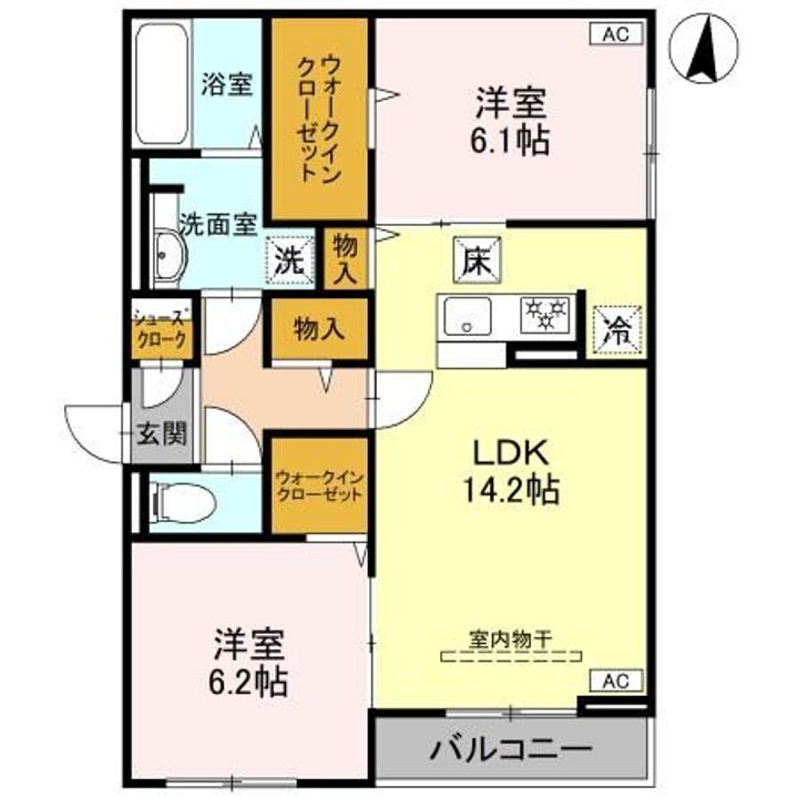 埼玉県越谷市レイクタウン2(アパート)の賃貸物件の間取り