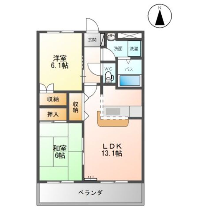 福島県郡山市日和田町字財ノ木原(アパート)の賃貸物件の間取り