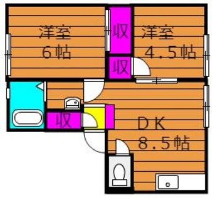 岡山県倉敷市酒津(アパート)の賃貸物件の間取り