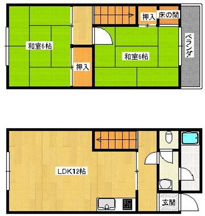 大阪府箕面市瀬川4(一戸建)の賃貸物件の間取り