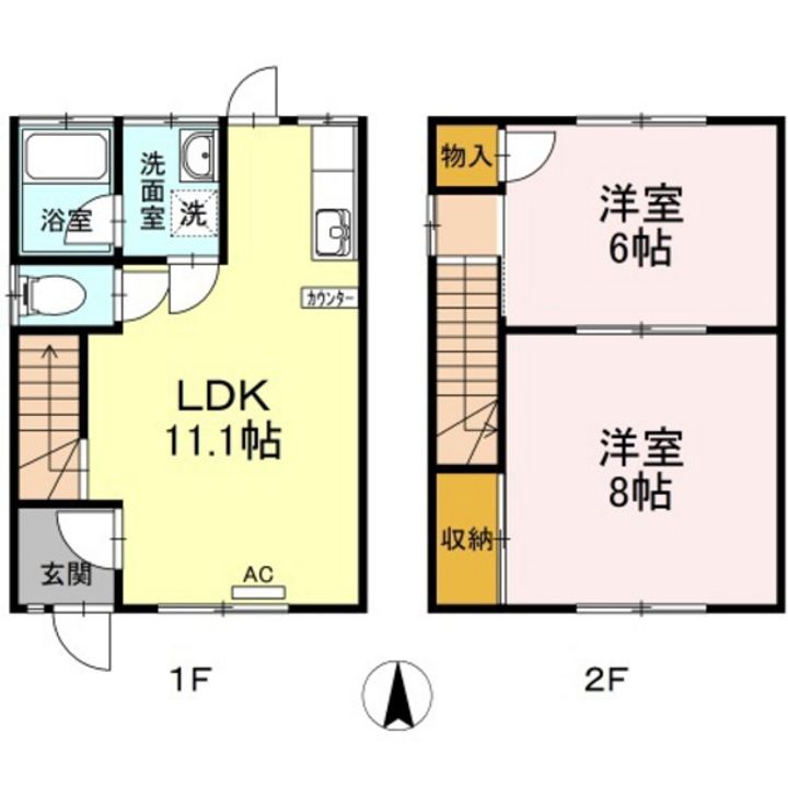 岡山県岡山市北区田中(一戸建)の賃貸物件の間取り