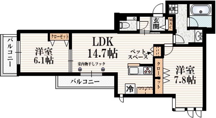 東京都練馬区豊玉南1(マンション)の賃貸物件の間取り