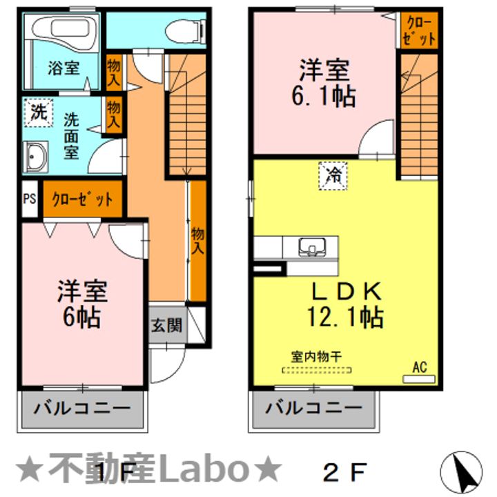 徳島県鳴門市撫養町大桑島字中之組(アパート)の賃貸物件の間取り