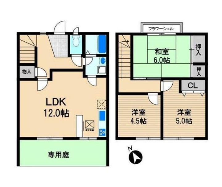 神奈川県横浜市青葉区荏子田3(一戸建)の賃貸物件の間取り