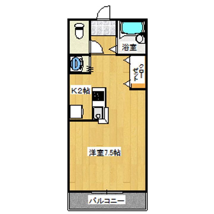 ワンルーム花房の間取り