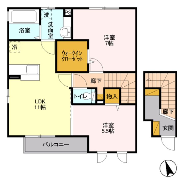 茨城県結城市みどり町1(アパート)の賃貸物件の間取り