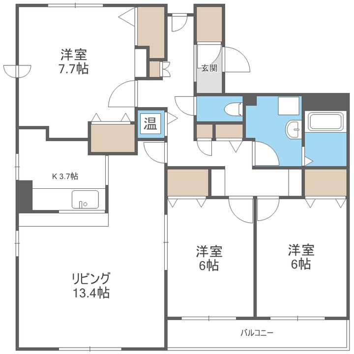 北海道札幌市豊平区福住一条3(マンション)の賃貸物件の間取り