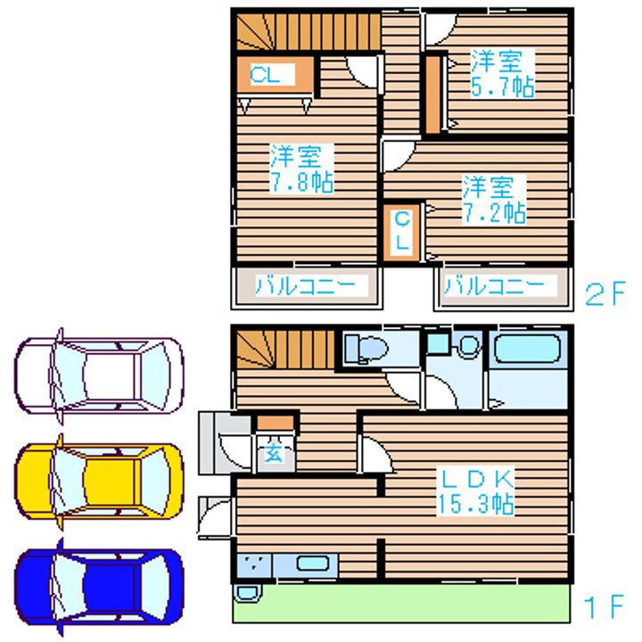 宮城県仙台市若林区中倉2(一戸建)の賃貸物件の間取り