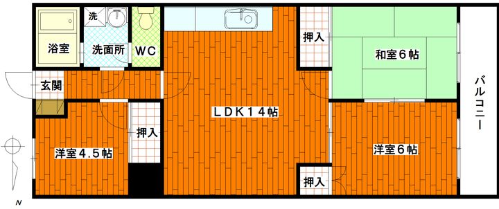 広島県広島市東区戸坂千足1(マンション)の賃貸物件の間取り