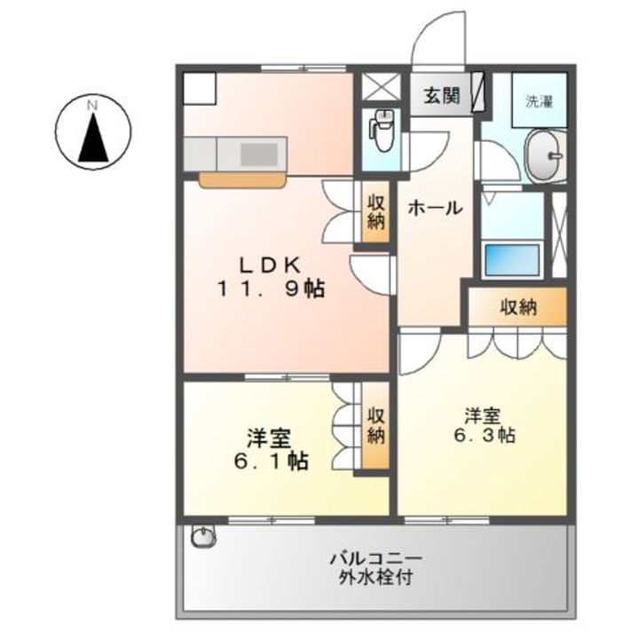 神奈川県南足柄市壗下(アパート)の賃貸物件の間取り