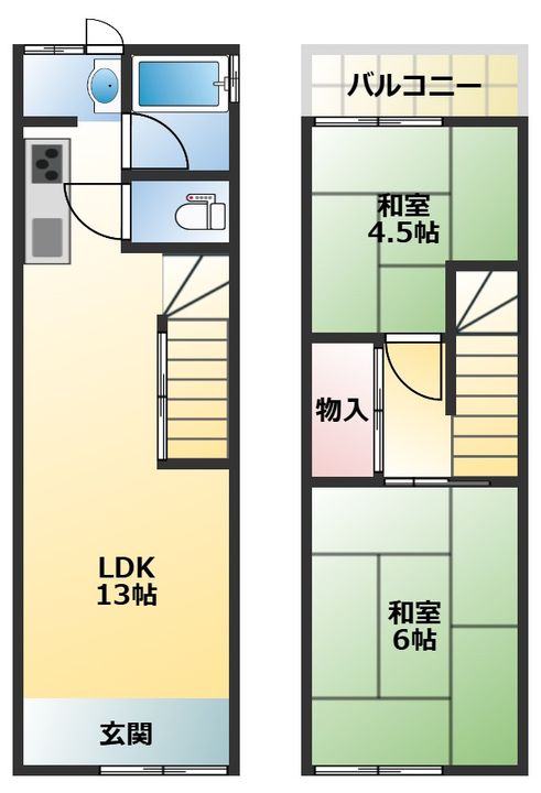大阪府大阪市平野区喜連西2(一戸建)の賃貸物件の間取り
