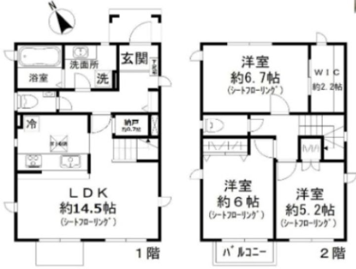 神奈川県横浜市中区本牧大里町(一戸建)の賃貸物件の間取り