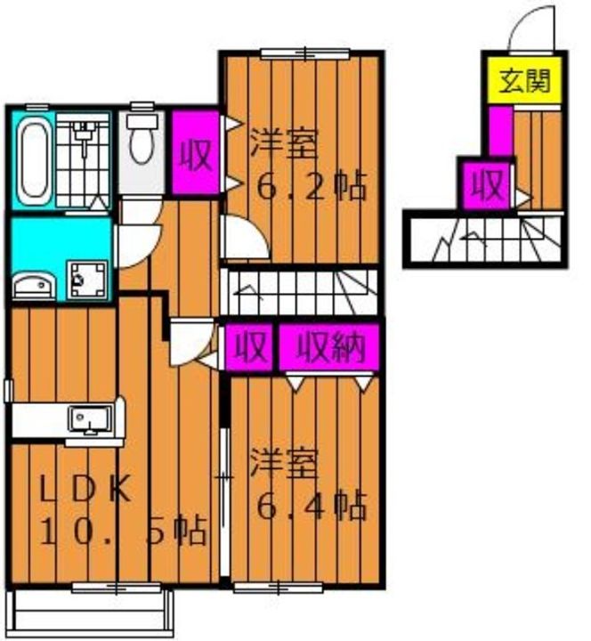 岡山県岡山市北区撫川(アパート)の賃貸物件の間取り